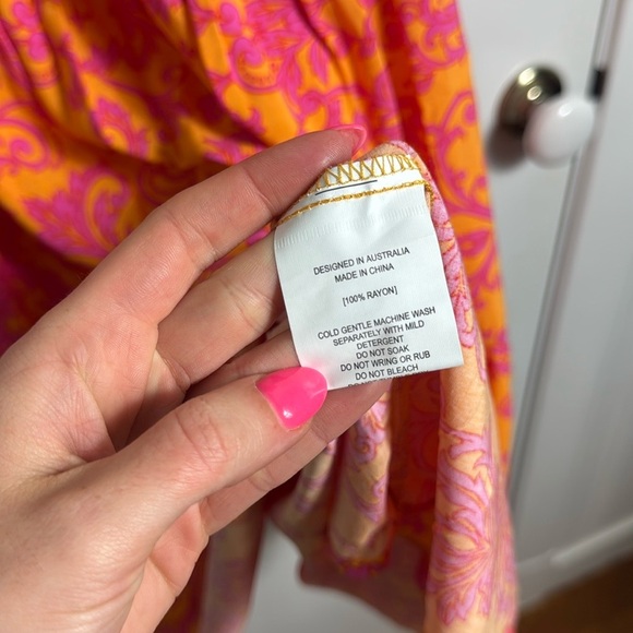 Anthropologie Abel The Label Maya Patterned Maxi Skirt Pink Orange Tropical L - Picture 5 of 12